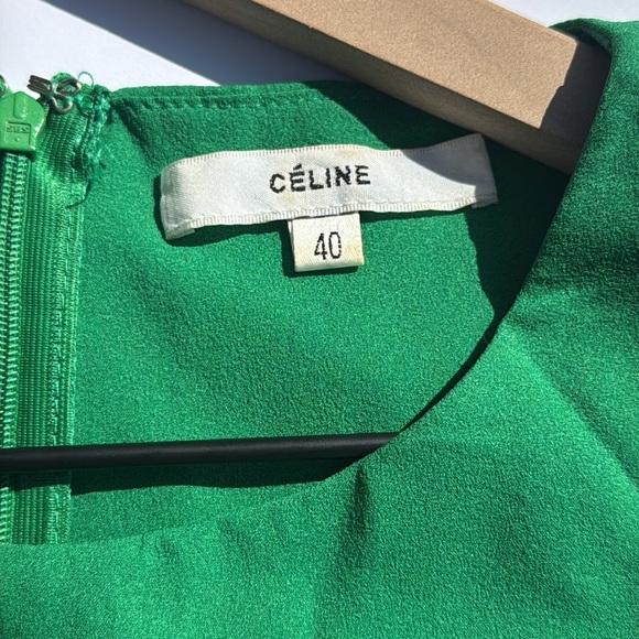 Vintage Celine Green and Tan Sleeveless Peplum Tank Top Size 40 - Picture 3 of 5